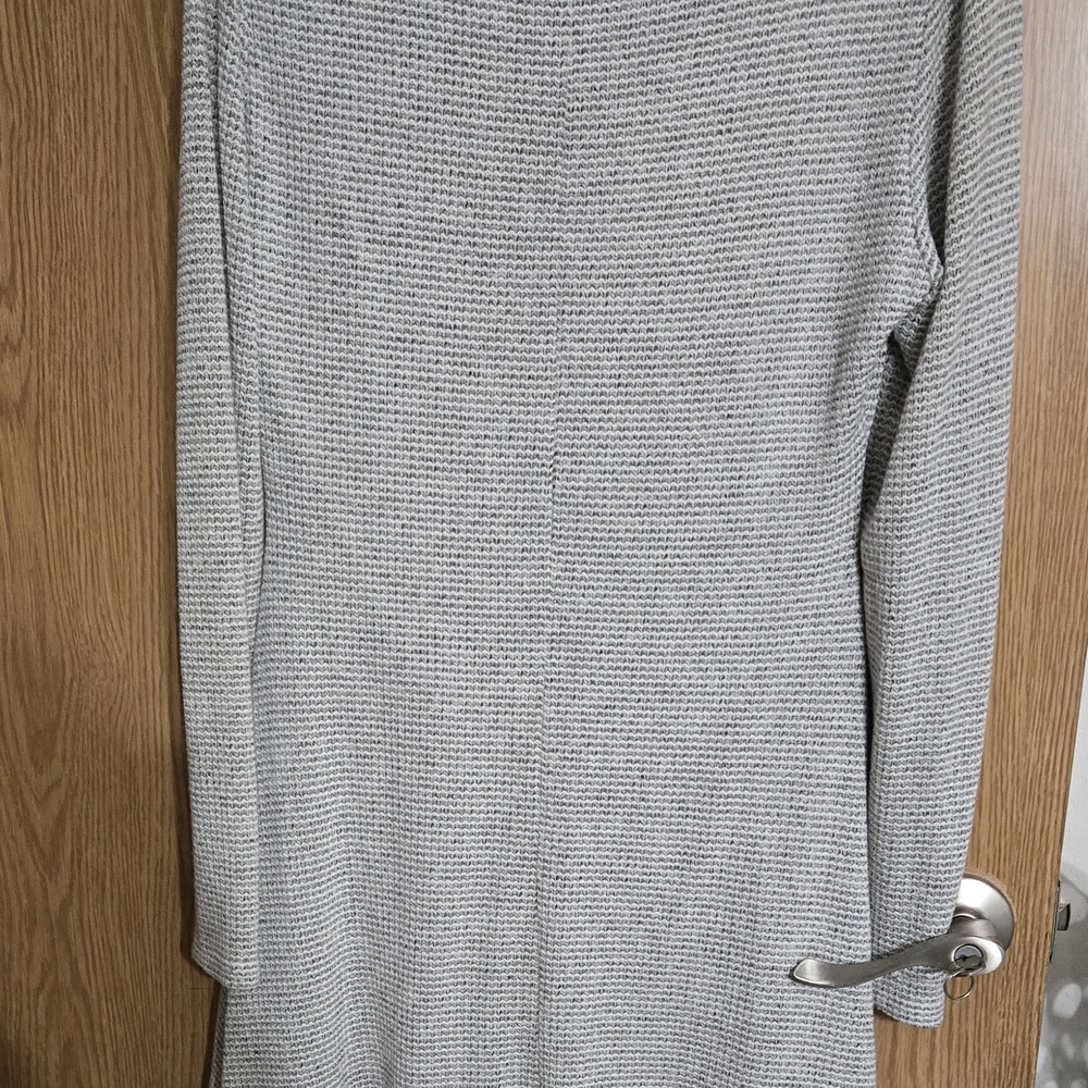Gray Mock Neck Ribbed Long Sleeve Sweater Dress